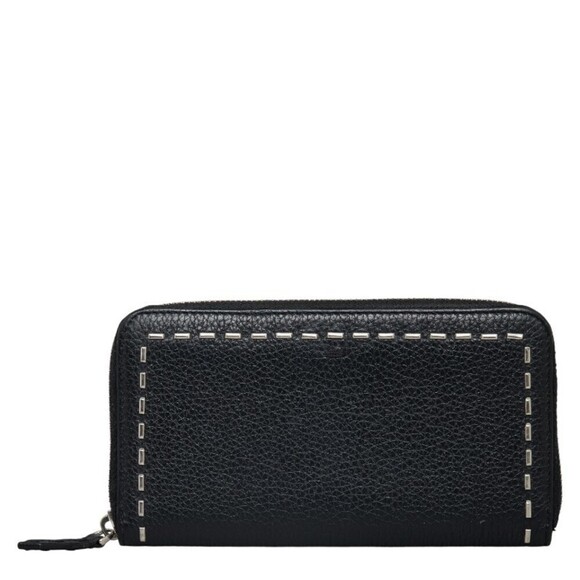 Authentic Fendi Selleria Leather Zip Around Wallet